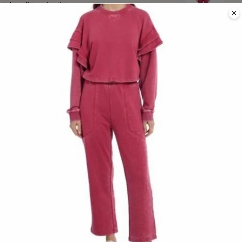 Womens 7 For All Mankind Acid Washed Jogger Set in Blush Rouge sz small NWT